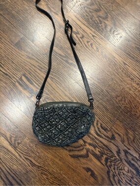 Woven Crossbody Bag in green leather
